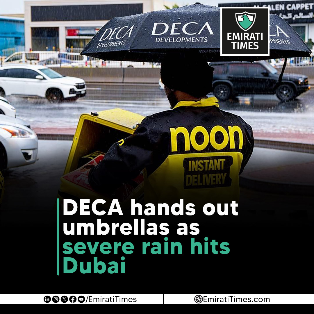 EmiratiTimes's tweet photo. DECA teams distributed umbrellas across Dubai as heavy rain disrupted movement during an unstable weather spell.
https://t.co/oobhSj5x4z
#DECADevelopments #DubaiRain #DubaiWeather #UAENews #CommunitySupport #WeatherAlert #EmiratiTimes @DecaProperties https://t.co/DhSbPNzgZA