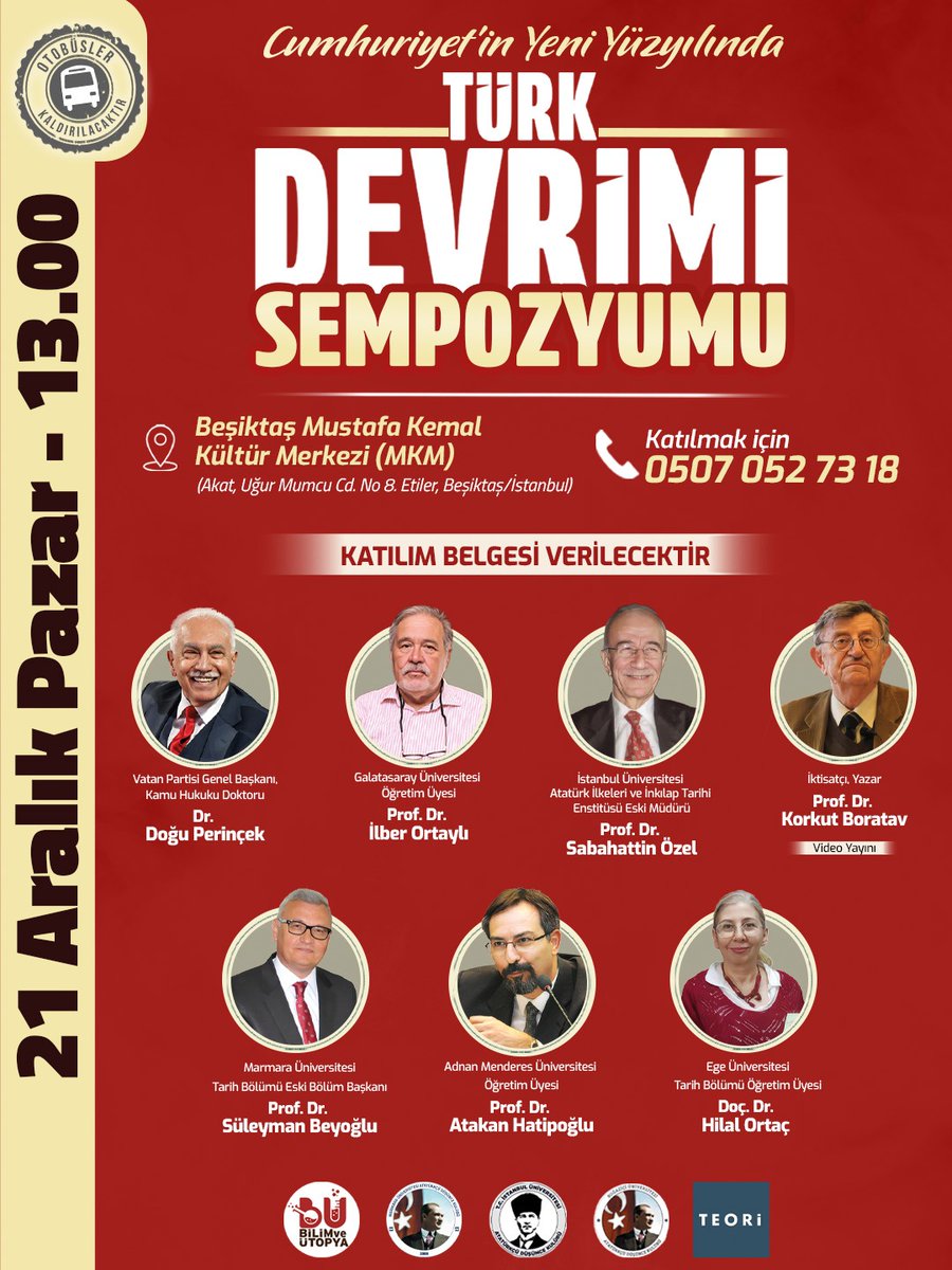 Türk Devrimi Sempozyumu'nda Türkiye'nin vatansever gençleriyle buluşuyoruz.

📍Beşiktaş Mustafa Kemal Kültür Merkezi (MKM)
📆 21 Aralık Pazar
⏰ 13.00