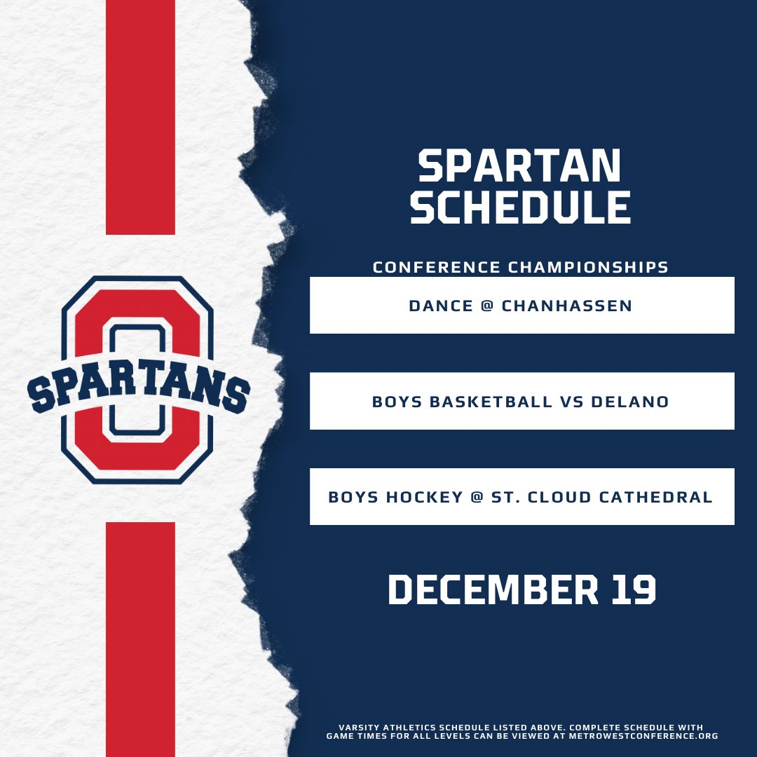 OronoSpartans's tweet image. Spartan Schedule - December 19