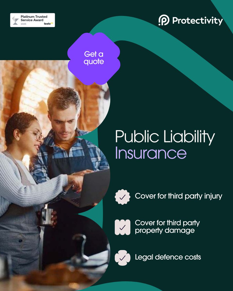 Protectivity's tweet image. Public liability insurance is crucial for small businesses. Our tailored cover for event organisers, pet businesses, tradespeople, consultants and other service professionals — protects you against claims for injury or property damage. Find out more!

protectivity.com/product/public…