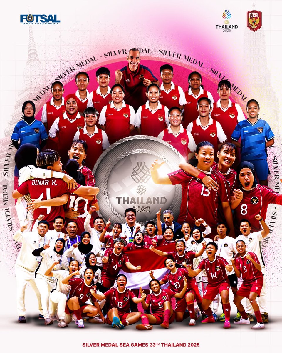 Timnas Futsal Putra berhasil mengatasi perlawanan tuan rumah Thailand dengan skor telak 1-6 pada laga yang menjadi penentu medali emas SEA Games 2025.

1 emas dan 1 perak dari cabor futsal. Melampaui target dari cabor sepakbola🥇🥈

Luar biasa futsal ini bener-bener jadi gambaran