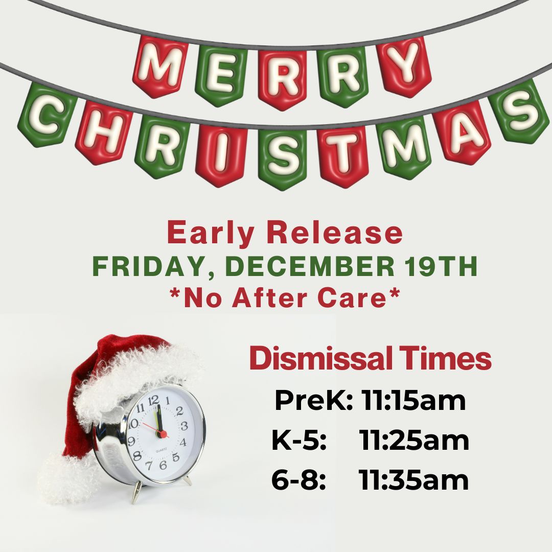 Reminder:  Today is an Early Release Dismissal!  We hope you have a wonderful Christmas Break! See you in January Monarchs!❤️💚 #ChristmasBreakIsHere