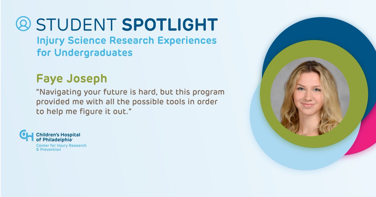 CIRPatCHOP's tweet image. 👋 This week's Injury Science REU spotlight is Faye Joseph, an undergraduate student at @UofSC! injury.research.chop.edu/training-oppor… Applications for our 2026 REU program are open now. @CHOP_Research #Internship #StudentSpotlight