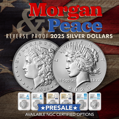 Rounding out 2025 from the US Mint is the Morgan and Peace Reverse Proof Silver Dollar Set. Struck at San Francisco, these coins are available on PRESALE. Find several certified option from NGC and reserve your set today >> bit.ly/4p2yJM0