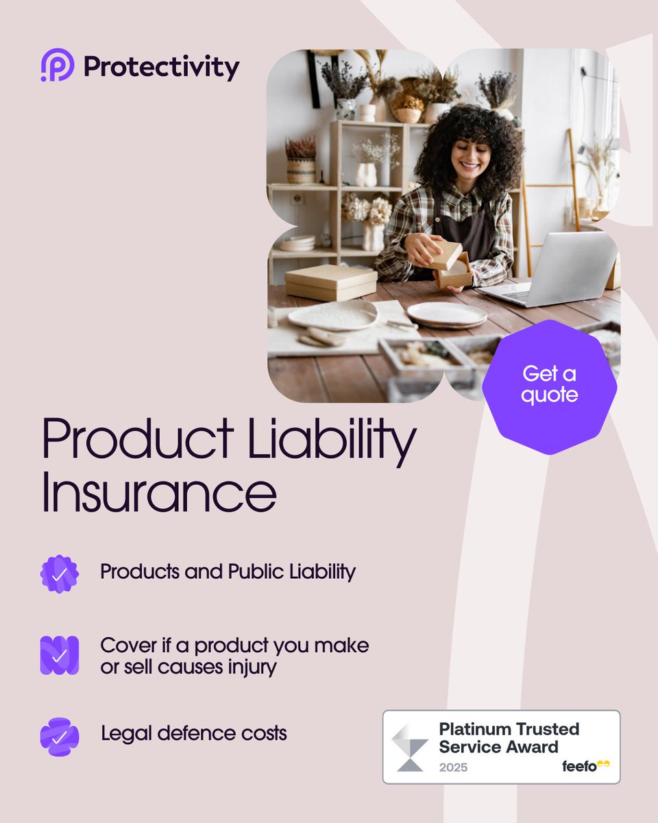 Protectivity's tweet image. If you sell handmade items, product liability insurance matters. We cover crafters, makers, and home jewellery sellers with cover designed for small businesses. Take a look and get a quote today

protectivity.com/product/produc…