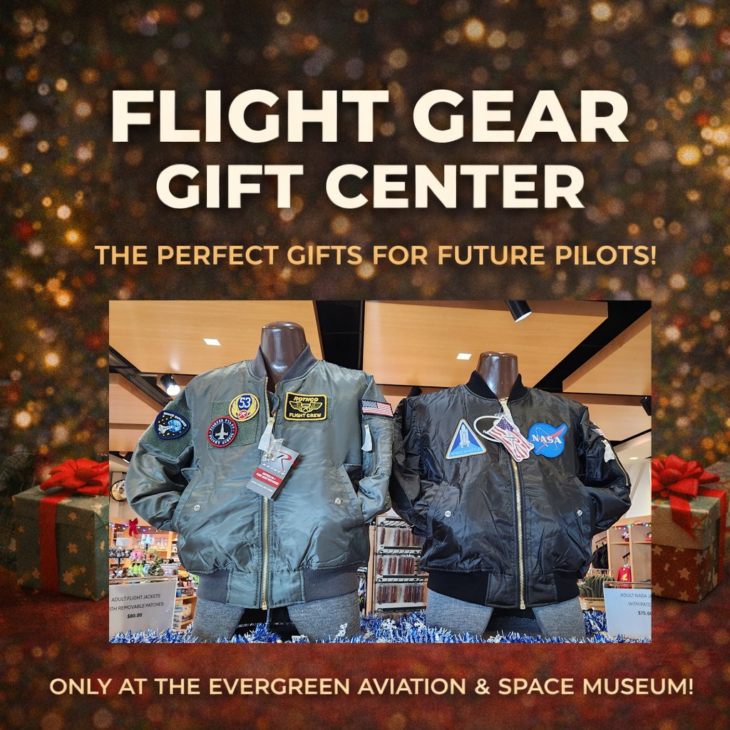 Flight Gear Gift Center
Perfect gifts for future pilots — from toddlers to adults.

 No admission required | Members save
#FlightGear #EvergreenAviation