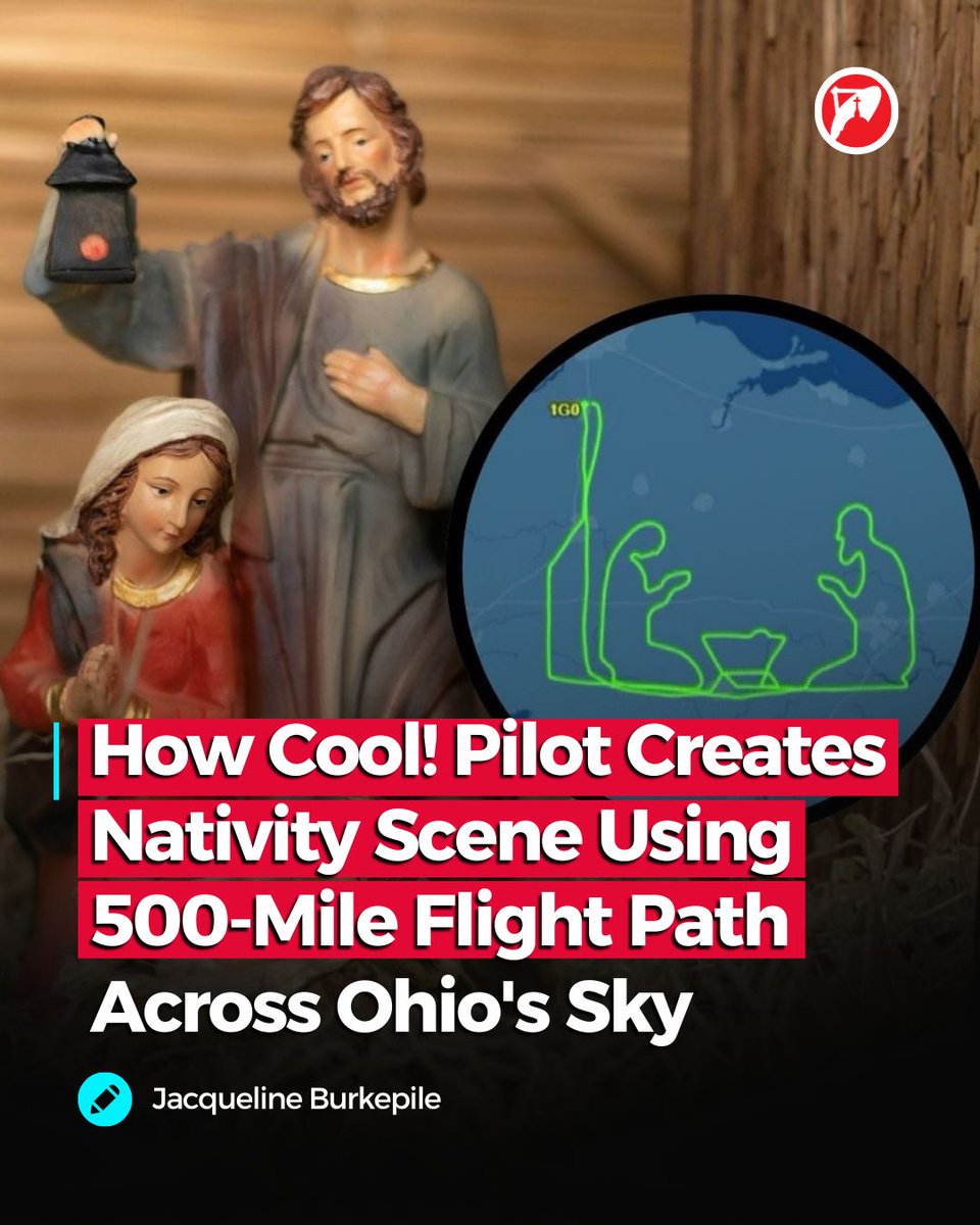 What a beautiful way to celebrate the Birth of Jesus!

In a video published on Facebook by ABC's 13 Action News in Ohio, a pilot created a nativity scene flight path across Ohio's sky during a five-hour flight.

WGTV reported in a news article,

 "Flight path art took on the