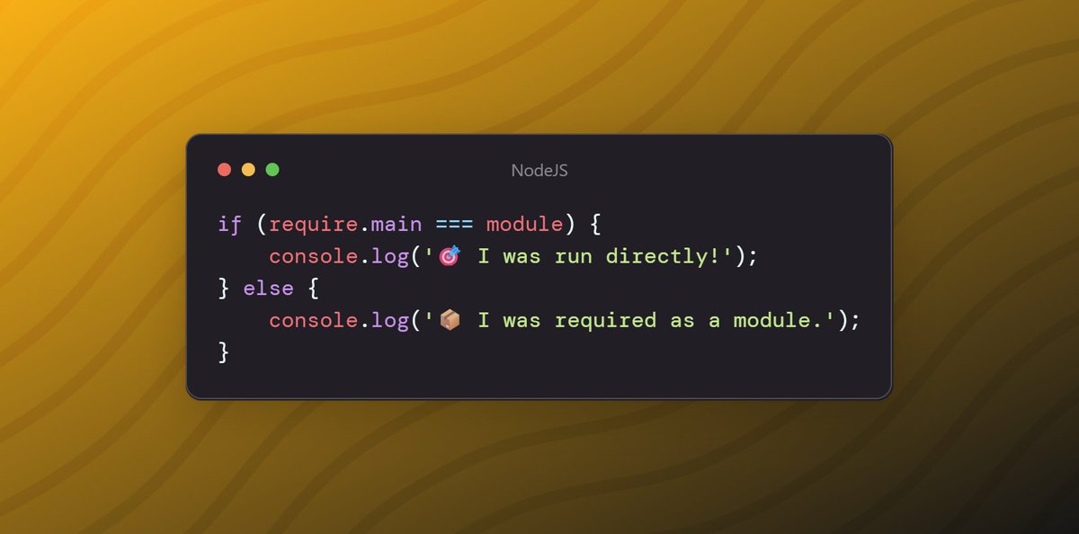 khrasedul_dev's tweet image. 🚀 NodeJS - Detect direct execution

✅ Dual-purpose files (CLI + module)
✅ Smart script setup
✅ Built-in feature

#NodeJS #JavaScript #CodingTip #WebDev