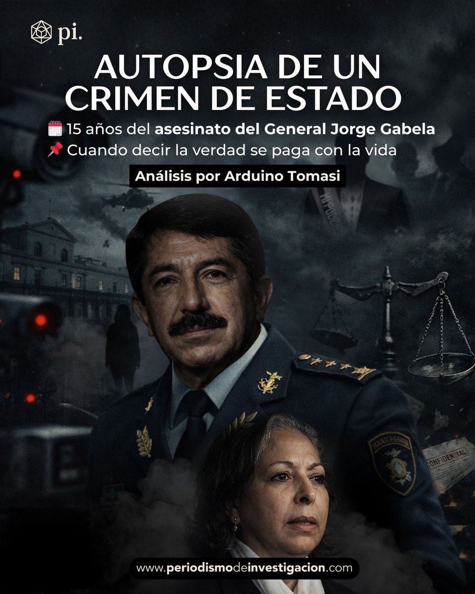 Autopsia de un crimen de Estado. 15 años del asesinato del General Jorge Gabela. 
Por <a href="/ArduinoTomasi2/">Arduino Tomasi</a> 
🔗 periodismodeinvestigacion.com/2025/12/19/aut…

El General Jorge Gabela no fue asesinado por la delincuencia común.
Fue silenciado por decir la verdad.

Advirtió que una compra millonaria ponía