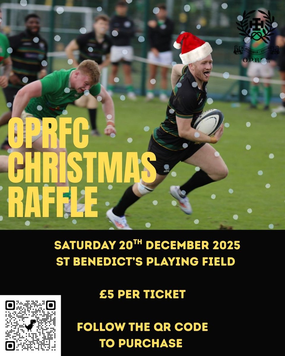 OPRFC's tweet image. 𝐎𝐏𝐑𝐅𝐂 𝐂𝐡𝐫𝐢𝐬𝐭𝐦𝐚𝐬 𝐑𝐚𝐟𝐟𝐥𝐞

Roll up, roll up...

Festive cheer is here and we're drawing our Christmas Raffle tomorrow! 

Link to buying tickets via the QR code or the article below : 

tinyurl.com/49ezm4d7

Get your tickets now.