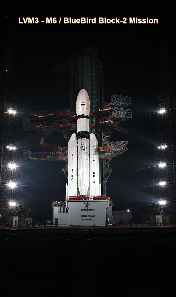 isro's tweet image. 🚀 LVM3-M6 Mission Launch Scheduled

The launch of LVM3-M6 is scheduled on 24 December 2025 at 08:54 hrs IST from the Second Launch Pad (SLP), SDSC SHAR, Sriharikota.

👀 The public can witness the launch from the Launch View Gallery, SDSC SHAR by registering online:
👉…