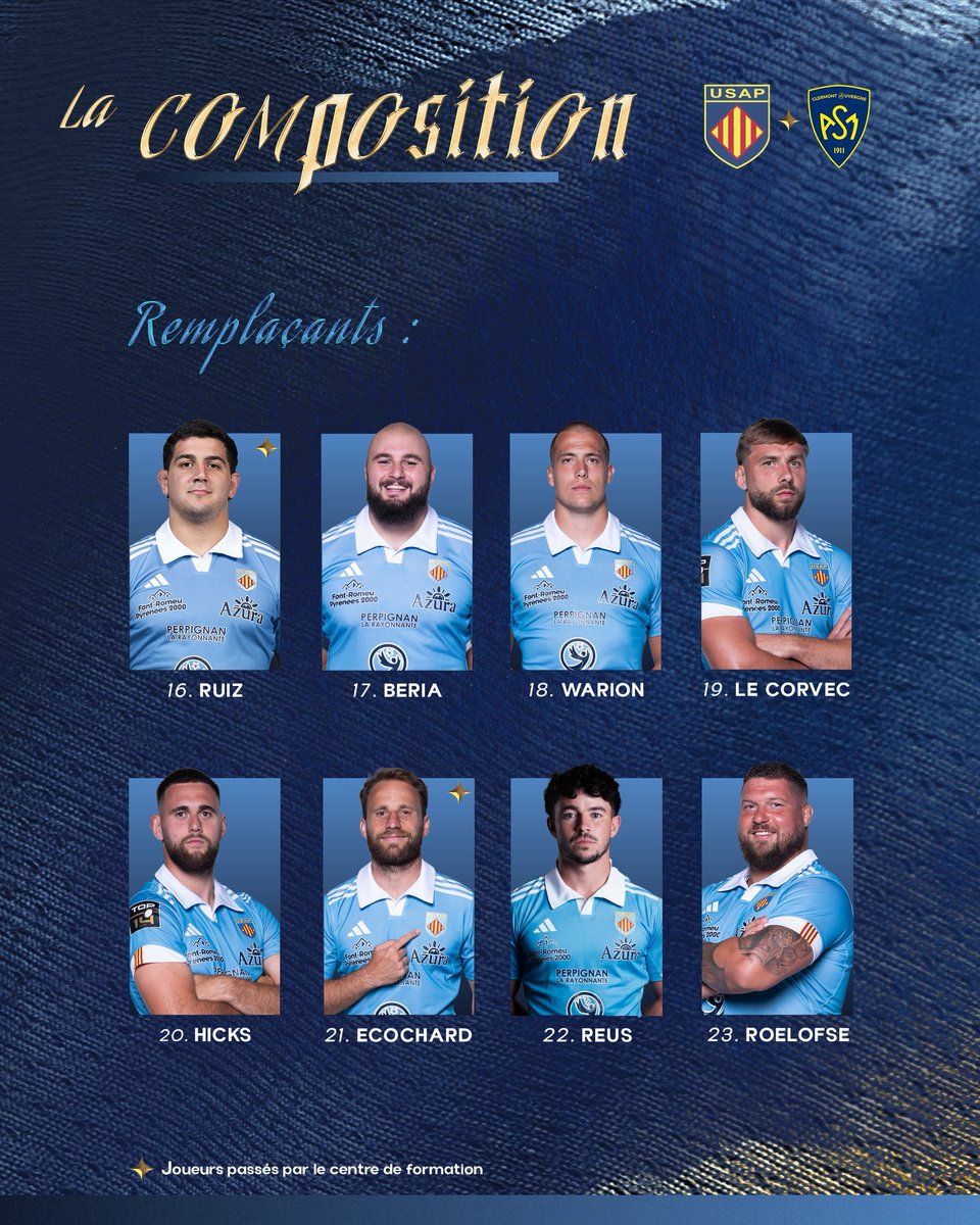 🥁𝗟𝗔 𝗖𝗢𝗠𝗣𝗢

Découvrez la composition pour cette douzième journée de Top14 offerte par notre partenaire David Giralt Iad France 🔥

🏉 Top14 - J12 💊 L’USAP reçoit l’ASM
⏰ Samedi 20 décembre - 16h35 🏟️ Stade Aimé Giral
👋 Ouverture des portes à 14h30

Soyez de la partie