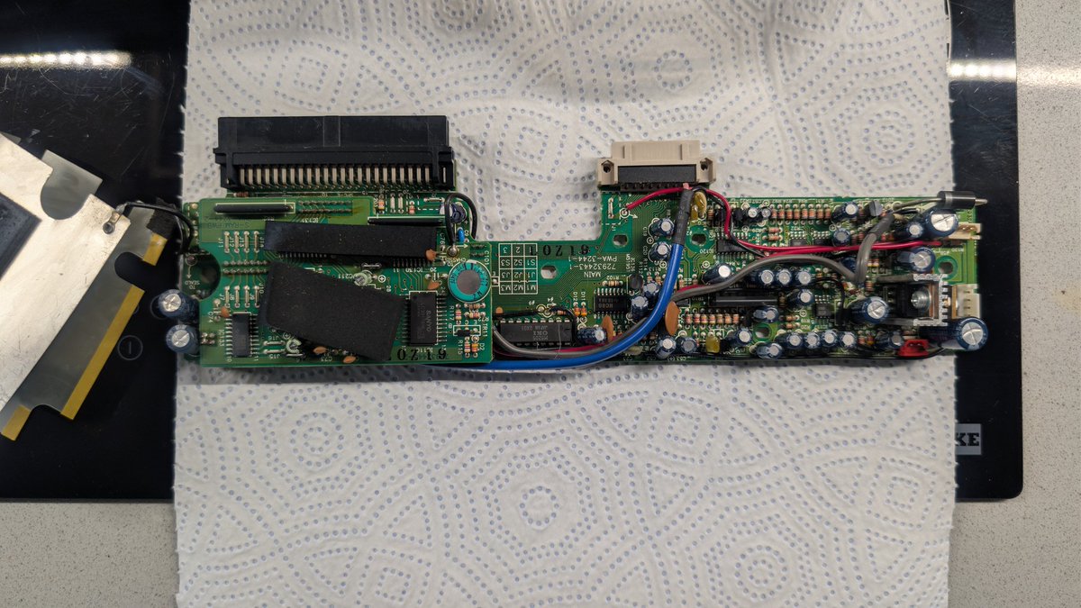 hitmanmcc's tweet image. Refurbishment of the NEC IFU-30. Refreshed the solder on the RCA and power jacks and replaced all the capacitors, including the voltage regulator and the  supercapacitor that powers the save game storage.
Let's move on to testing.
#retrogaming #pcengine