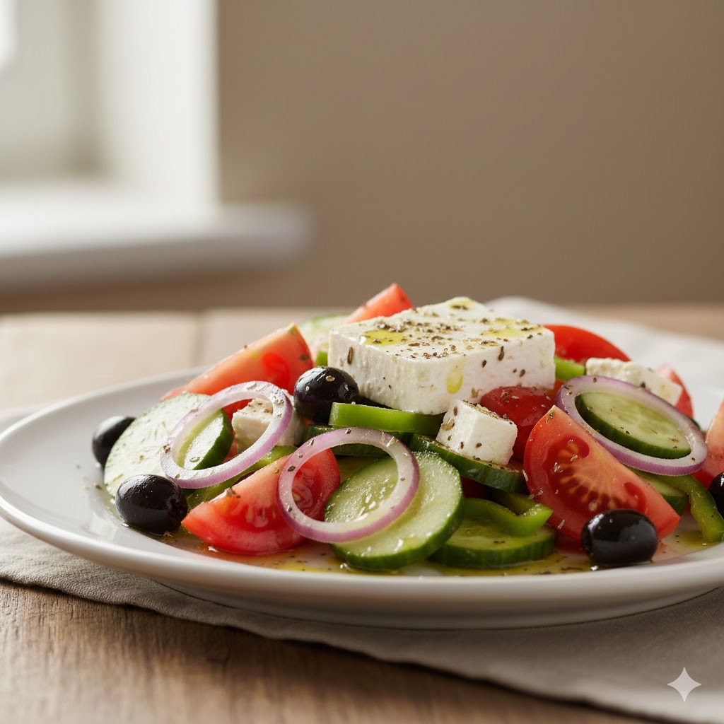 🥗 Салат «АФІНИ»
📜 Історія

Греки вірять, що хороша їжа не потребує складності.
Овочі, сир і оливкова олія — основа середземноморського стилю життя.
t.me/smachnogo_vam_…