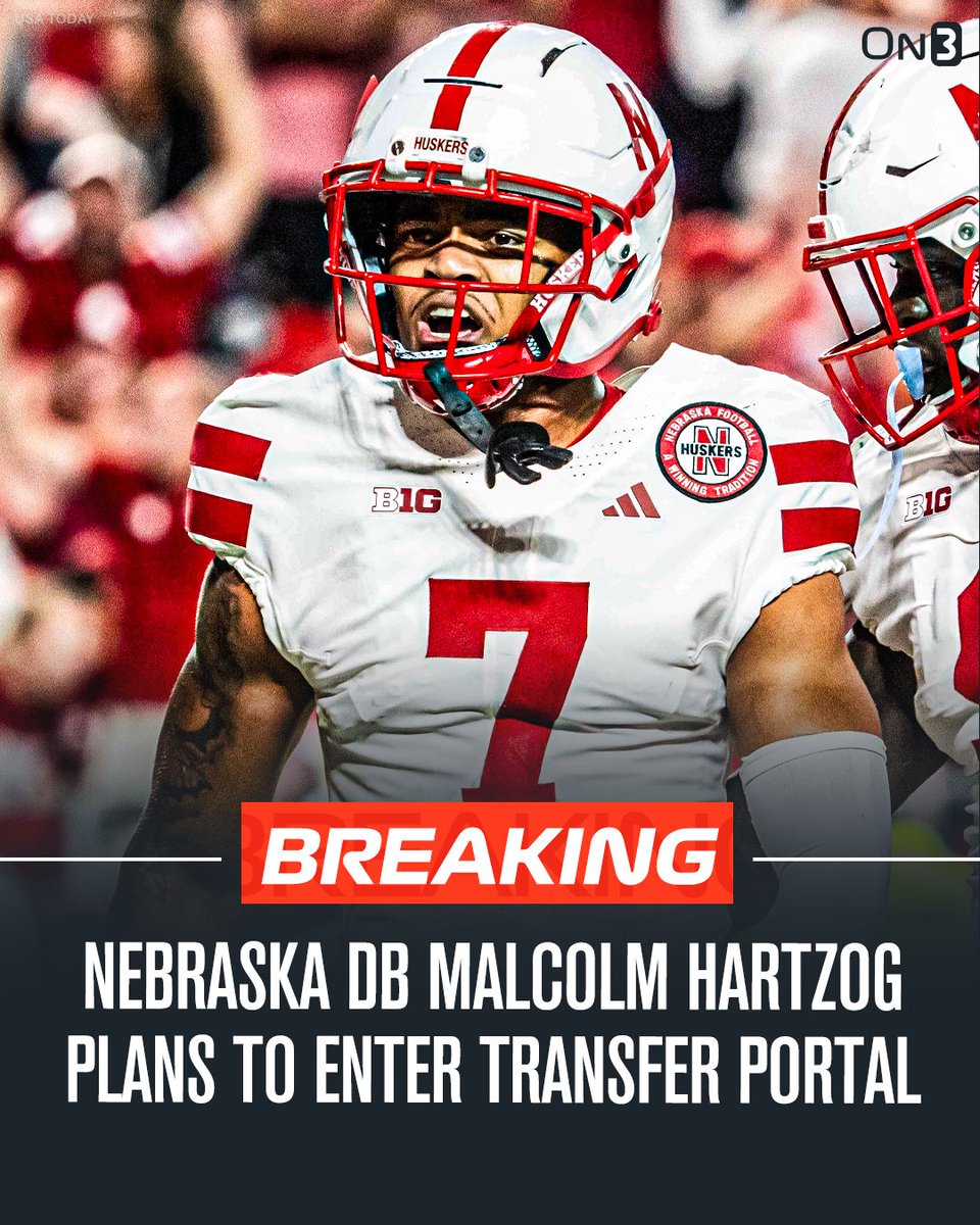 NEW: Nebraska DB Malcolm Hartzog plans to enter the NCAA transfer portal, <a href="/PeteNakos/">Pete Nakos</a> reports. 

Hartzog recorded the game-winning interception against Cincinnati this season and has totaled 108 career tackles.

on3.com/college/nebras…