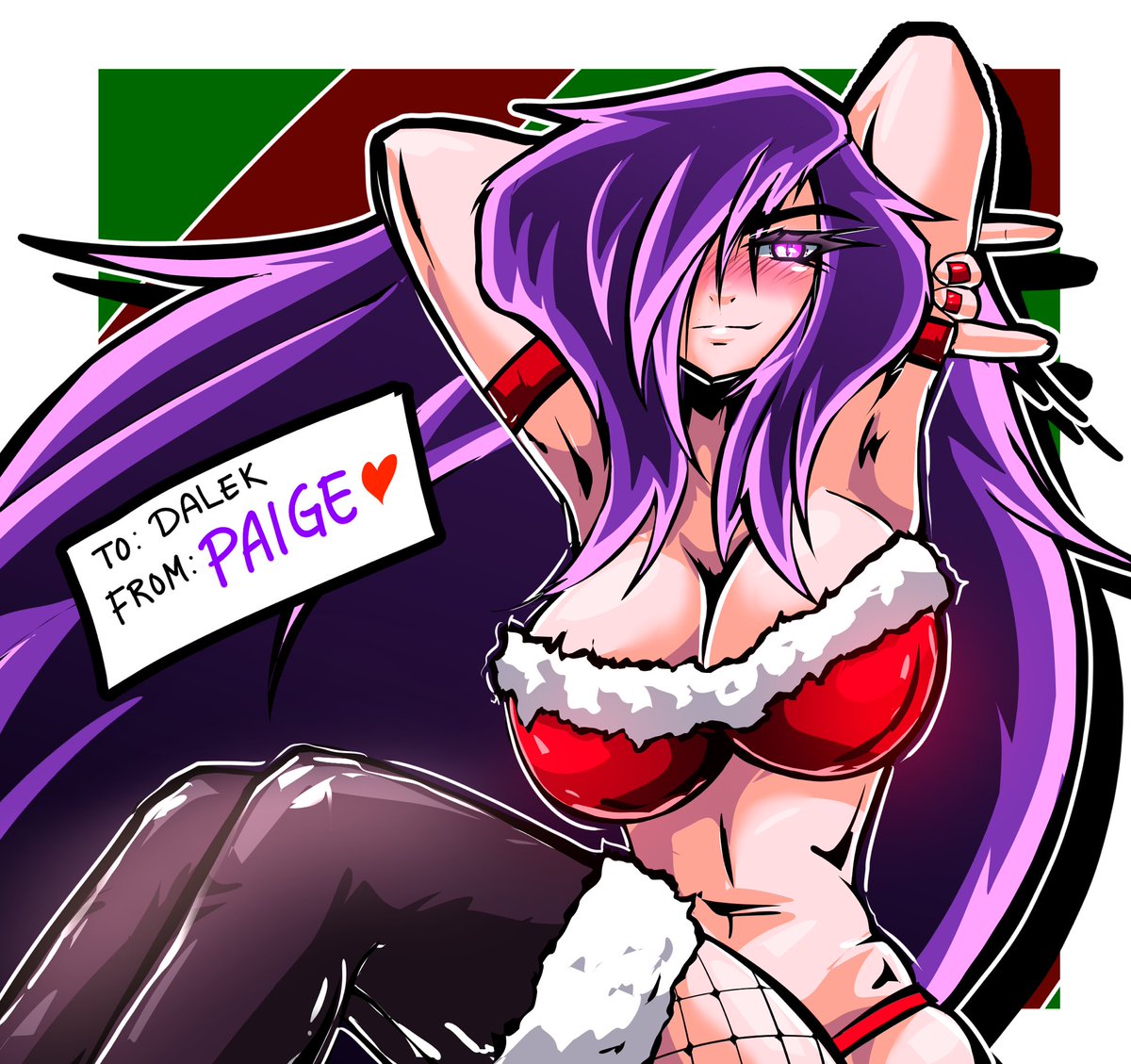 Quick drawing that I did of my succubus OC Paige as a thank you to Dalek and all the gift subs and bits on Twitch. Merry Christmas everyone ❤️💚