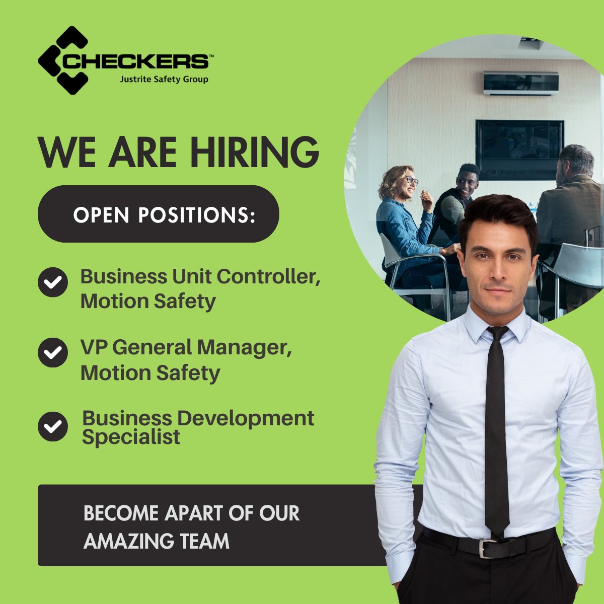 Checkers620's tweet photo. 📣 We’re Hiring at Checkers Safety! Ready for a new career opportunity? Explore our open roles and apply today: https://t.co/HYAFZbJj1P

𝗢𝗽𝗲𝗻 𝗽𝗼𝘀𝗶𝘁𝗶𝗼𝗻𝘀:
➤ Business Unit Controller
➤ VP General Manager
➤ Business Development Specialist

#hiring #job #Hiringnow https://t.co/FMQ8s3x4KQ