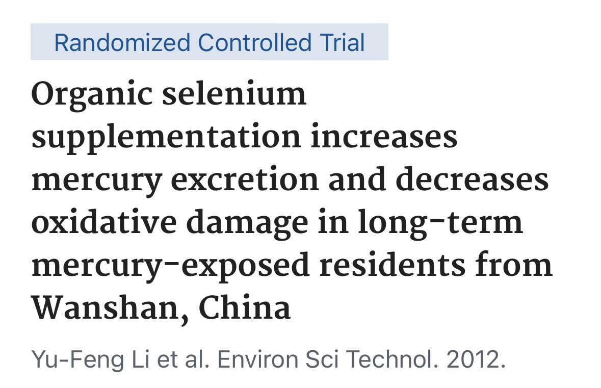 Selenium DETOXIFIES MERCURY &amp; other heavy metals from your BRAIN &amp; organs

Chinese researchers gave mercury-exposed residents 100mcg organic selenium daily for 3 months and measured urinary mercury levels against a placebo group.

Results: Selenium supplementation significantly