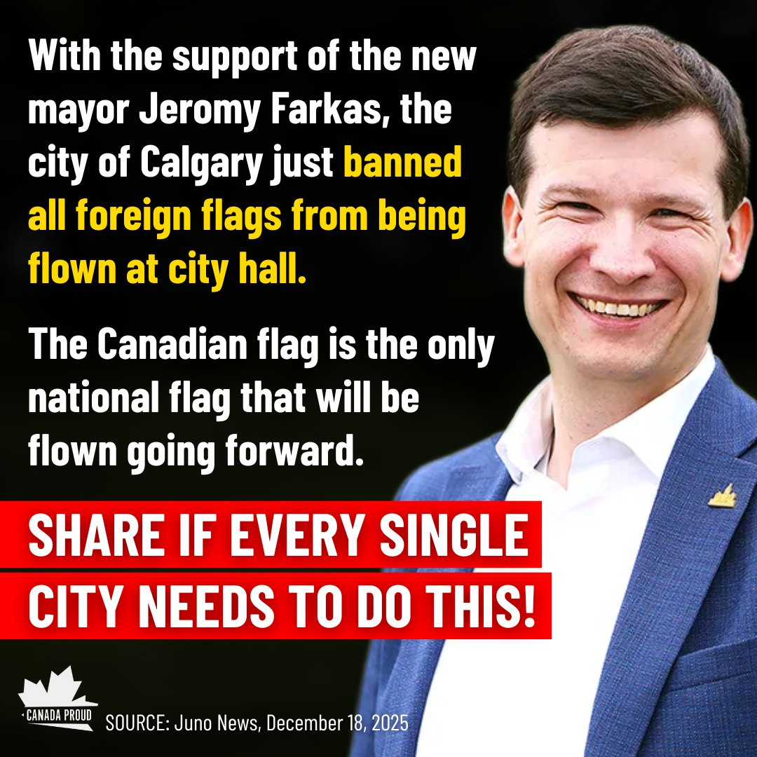 WeAreCanProud's tweet photo. After a resolution to ban foreign flags was narrowly defeated last month, Calgary has decided to APPROVE this common sense proposal. https://t.co/sx1ZSwNJLf