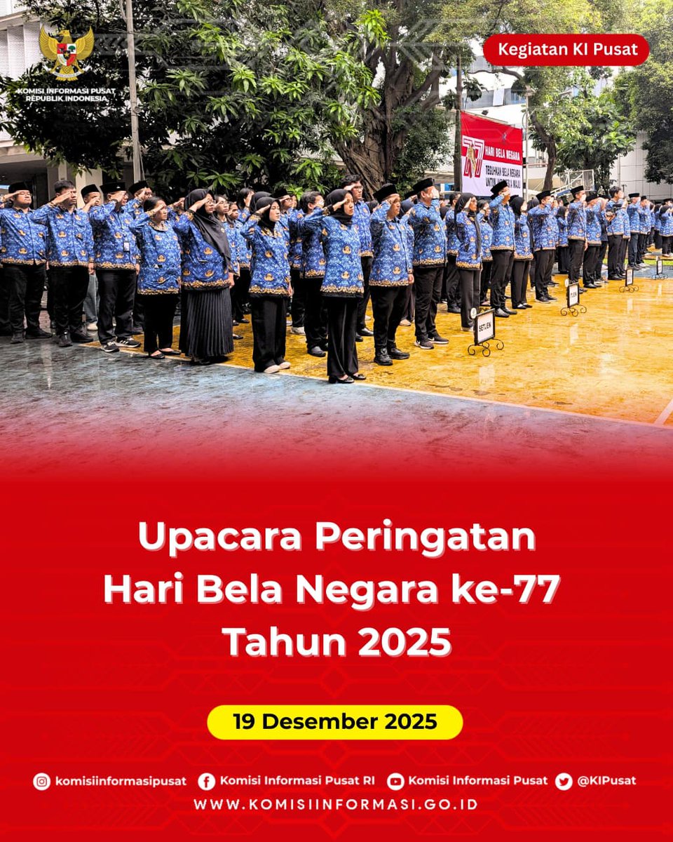 KIPusat's tweet image. Upacara peringatan Hari Bela Negara ke-77 Tahun 2025

#HariBelaNegara #upacara #kipusat #hakandauntuktahu