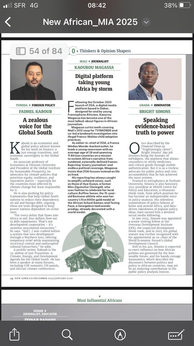 Goldkeys's tweet image. A nice shout-out to our compatriot, Bright, as he makes the List of 100 Most Influential Africans by New African Magazine, a staple of the annual African highlights calendar. 
🌟👏🏽👏🏽👏🏽🌟
Full list: 100.newafricanmagazine.com/?utm_source=Ma…