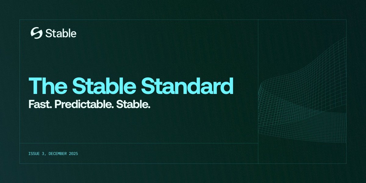 stable's tweet image. The latest edition of The Stable Standard is live.

This edition marks a major milestone for the network: Stable Mainnet is live, the STABLE Airdrop is now open to eligible participants, and Day 1 ecosystem partners are now building on Stable’s USDT-native settlement layer.