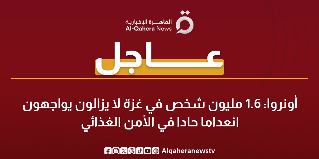عاجل| أونروا: 1.6 مليون شخص في غزة لا يزالون يواجهون انعداما حادا في الأمن الغذائي 