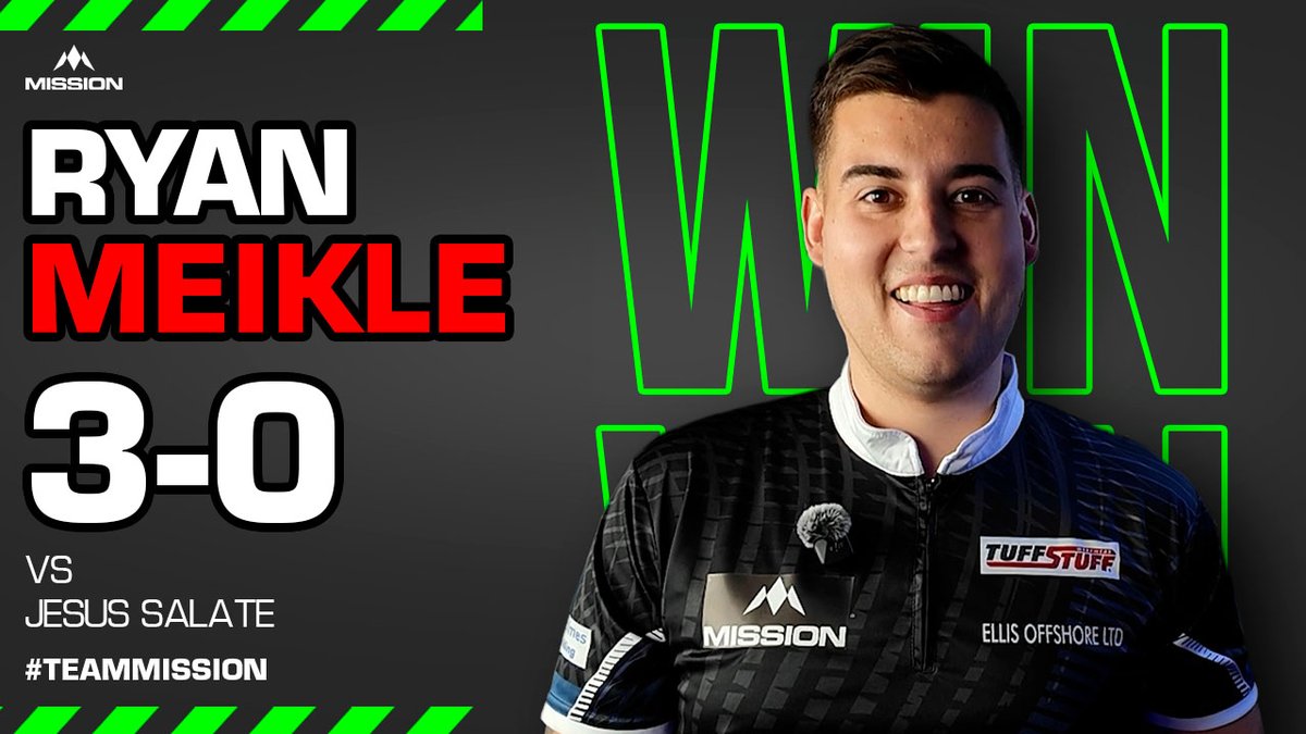 MissionDarts's tweet photo. RYAN MEIKLE GETS THE JOB DONE IN STYLE! ✅

'The Barber' puts on a very strong opening display as he secures 3 Sets on the spin and bags a spot in the next round! 🔥

Next up for Ryan is Jonny Tata! 📊

Well played, Ryan!! 👏 https://t.co/QVhTlBOY61