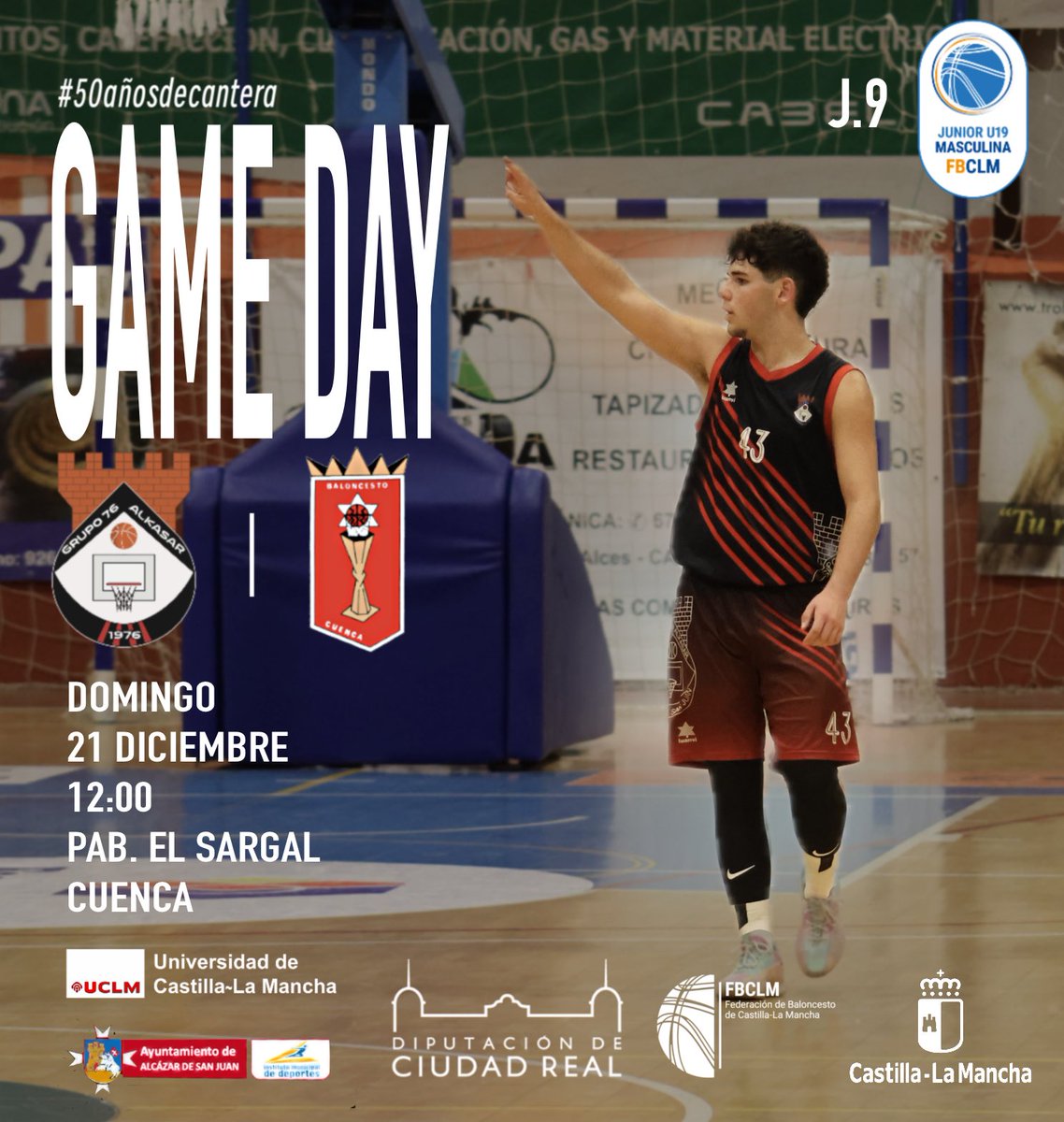 🚎 El Junior Zonal viaja a Cuenca para medirse a uno de los equipos más en forma en liga. 

JUNIOR MASCULINO PROVINCIAL ⛹🏼‍♂️

J. 9️⃣
📅 Domingo 21
🆚 @cb_cuenca
⏱️ 12:00
🏟️ Pab. El Sargal 
📍Cuenca 

#todossomosgrupo 
#50añosdecantera 
#esalcázar