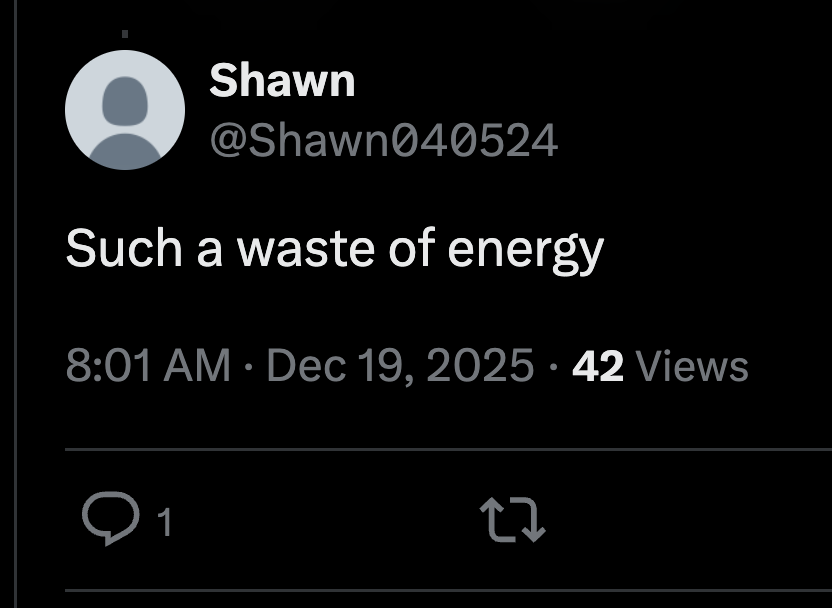 YourFriendAndy's tweet photo. "Bitcoin mining is a waste of energy!"

Only those who don't understand Bitcoin believe this.

Those same people have exactly zero issues with the exponentially higher energy usage of the broken fiat system. https://t.co/Loq79OVSTV