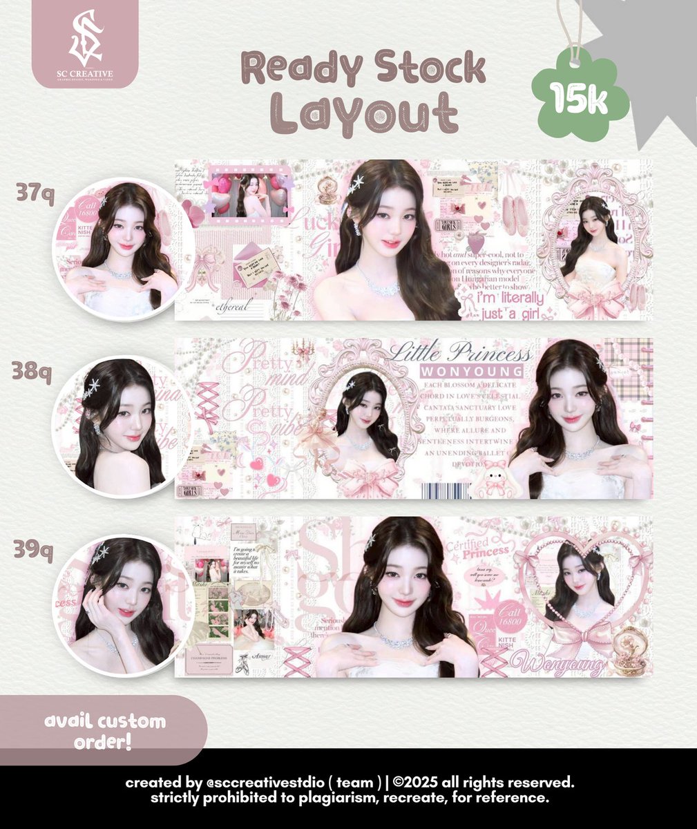 SCCREATIVEarts's tweet image. help retweet? thank u 💗
haloo, aku ada layout ready stock coqquete wonyoung, ada juga layout cute cute kelinci, hamster &amp;amp; kucing 🐈

☎️ jemput layoutnya di wa @sccreativestdio 
#zonauang #zonaba