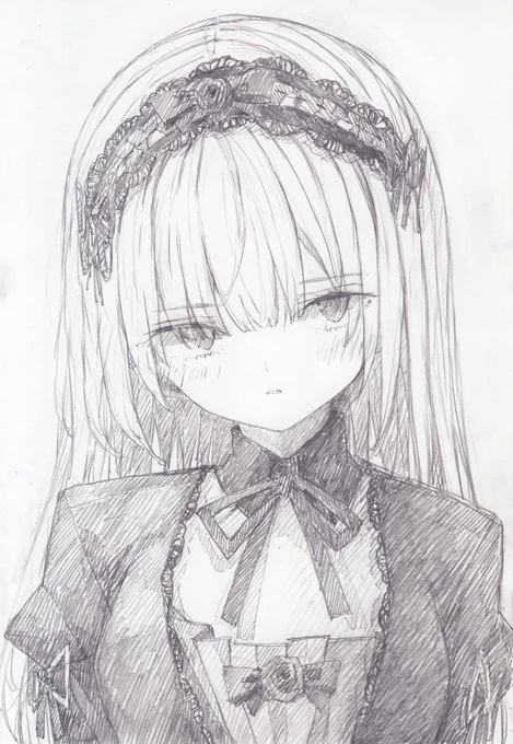 シャーペンで描きました ローゼンメイデンから水銀燈です #ローゼンメイデン
