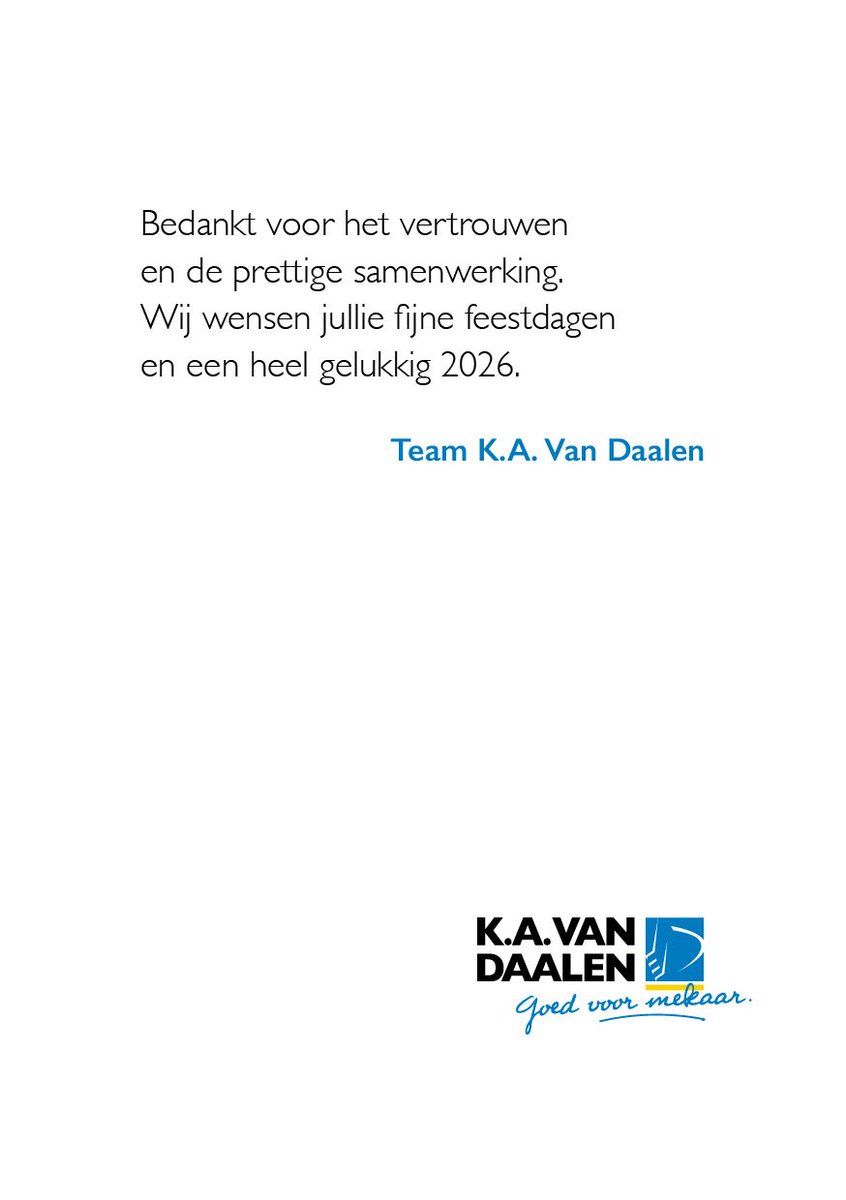 KAvanDaalenZn's tweet photo. Aan het einde van dit jaar willen we onze klanten bedanken voor het vertrouwen en de samenwerking in 2025🙏.
Ook een groot compliment aan ons geweldige team, jullie inzet en passie maken het verschil💪, we zijn trots op jullie💙! 
Wij wensen jullie allemaal veel Zegen &amp; voorspoed https://t.co/X7AT3aQZkz