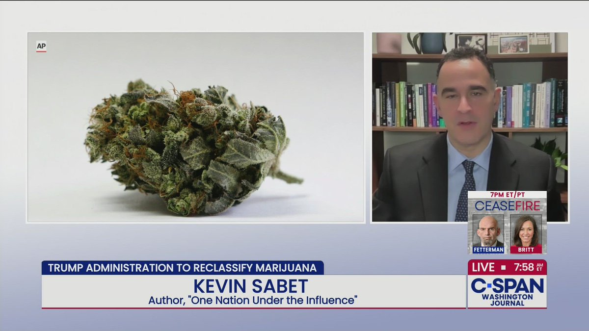 CSPANClassroom's tweet image. Kevin Sabet, president and CEO of the anti-legalization group Smart Approaches to Marijuana (@learnaboutsam), talked about the Trump administration's plans to reclassify marijuana under the Controlled Substances Act: c-span.org/classroom/docu….

#Trump #ExecutiveOrder #Marijuana