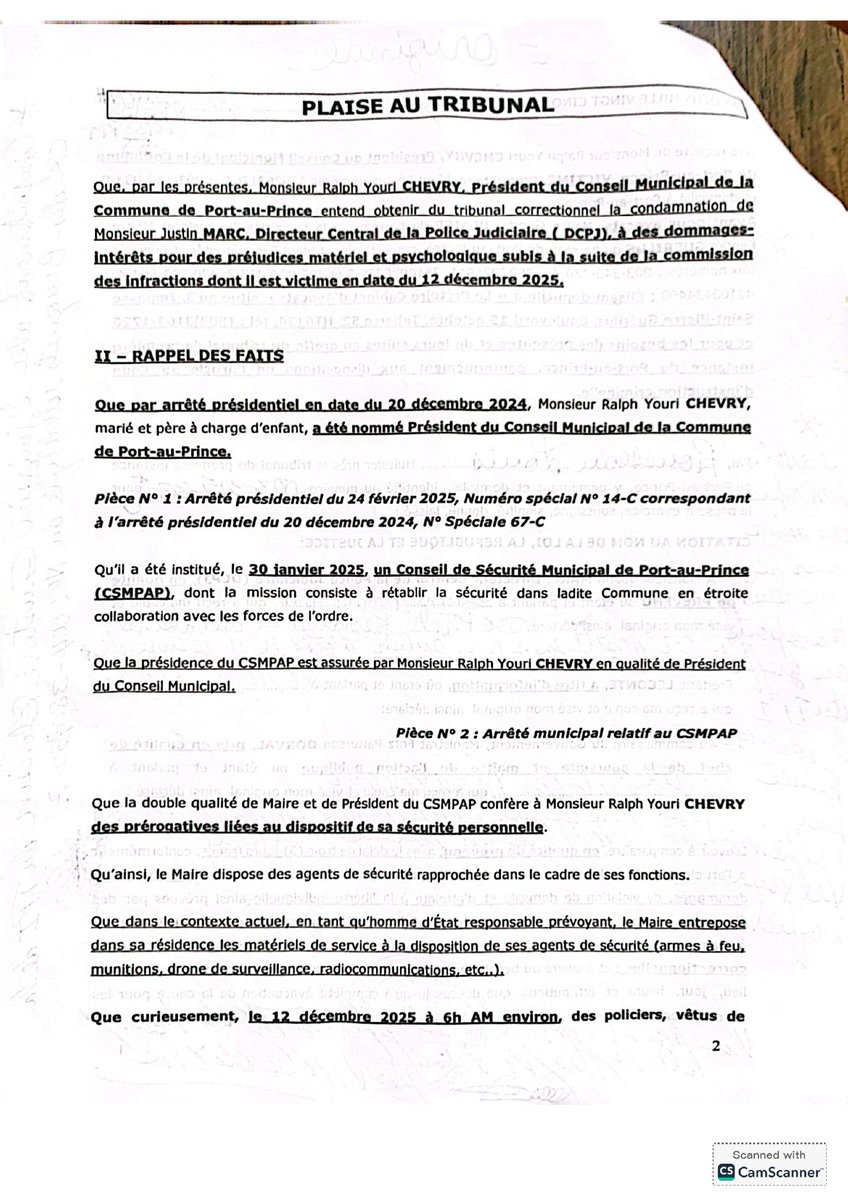 ChevryYouri's tweet photo. Je tiens à informer le public qu’en date du 17 décembre 2025, par citation directe, et par l’intermédiaire de mes avocats, j’ai saisi le tribunal correctionnel de Port-au-Prince afin de faire valoir mes droits à la suite d’une atteinte grave à ma liberté individuelle.

Cette action judiciaire vise à obtenir justice face à une intervention que je considère illégale et arbitraire, et à rappeler que nul n’est au-dessus de la loi, quelles que soient ses fonctions.

Ma démarche n’est ni personnelle ni politique : elle s’inscrit dans le respect de la Constitution, de l’État de droit et du droit de chaque citoyen à la protection de ses libertés fondamentales.

Je fais confiance à la justice de mon pays.