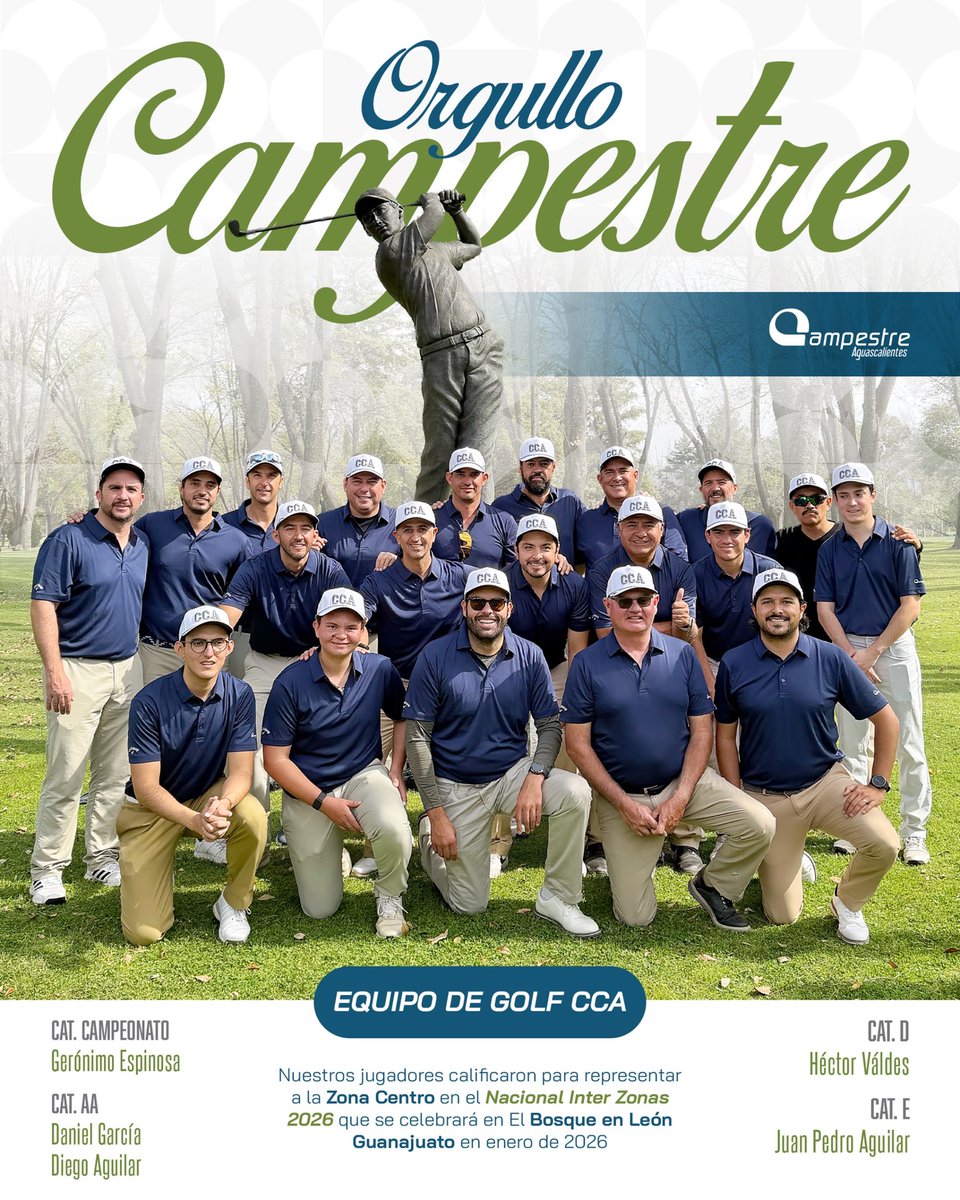 Nuestros socios de golf lograron su clasificación para representar a la Zona Centro en el Nacional Inter Zonas 2026, reflejando constancia, preparación y compromiso dentro del campo.