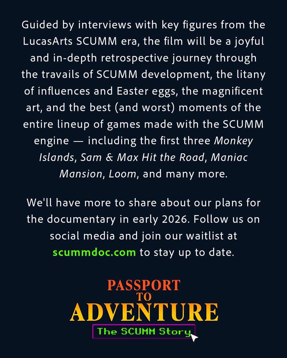 PASSPORT TO ADVENTURE: THE STORY OF SCUMM tweet media