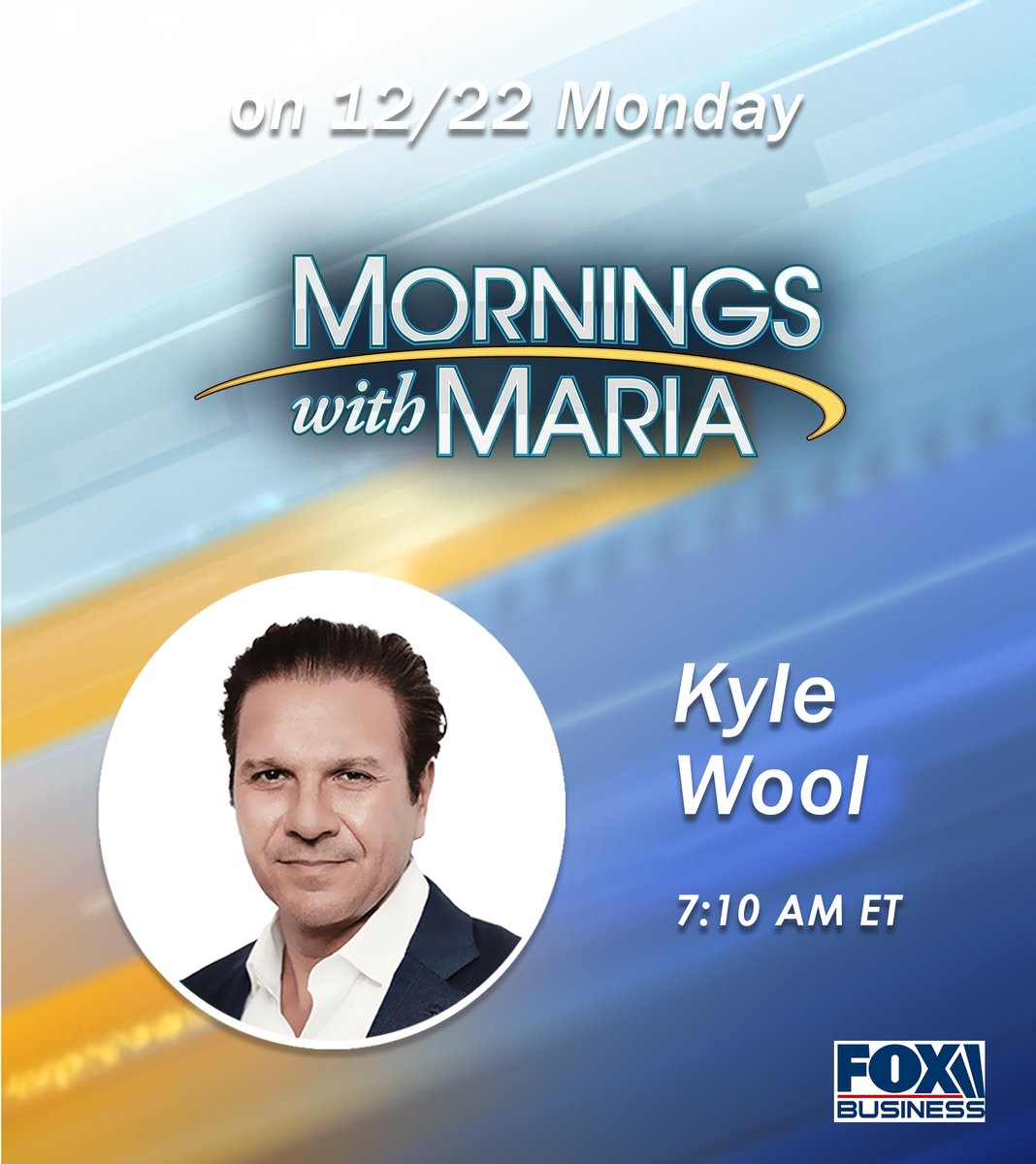 Kyle Wool, CEO of Dominari Securities, will be joining Mornings with Maria on Fox Business Network at 7:10 am on 12/22 to talk about the market movements.

<a href="/wool_kyle/">kyle wool</a> <a href="/DominariSec/">Dominari Securities</a> <a href="/FoxBusiness/">FOX Business</a> 
#interview #MorningsWithMaria #foxbusiness #news #marketwatch #investmentbanking