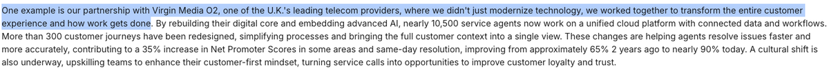 I like this one from $ACN Q1 FY26 conference call about Customer Service modernization with AI. It does not seem human agents are getting replaced, but supercharged $TEP
