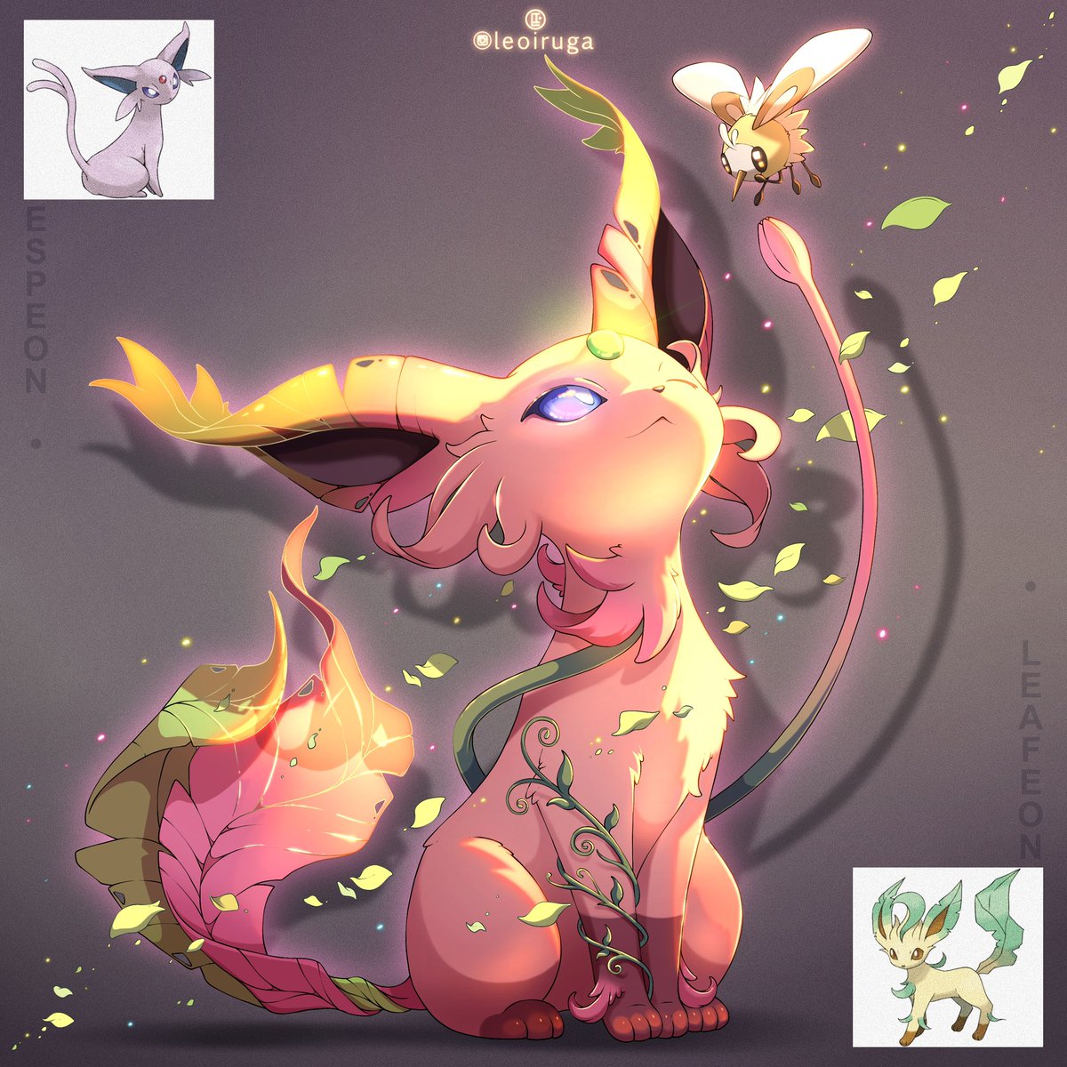 leoiruga's tweet image. Espeon and Leafeon Fusion 🔮🍃✨

Commission done for the trainer @K2003Sanny