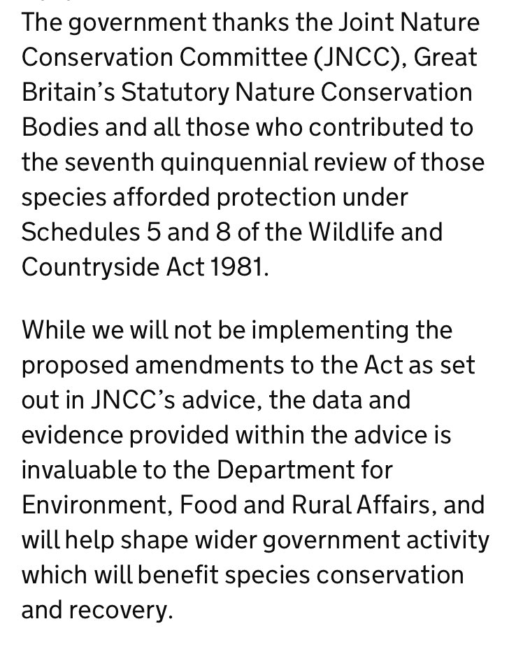 You’re not protecting nature! Care to comment on why you said no to the JNCC recommendations for adding protections to endangered species but yes to removing habitats regulations? You literally said no to protecting species like beavers from harm. Stop lying to us!