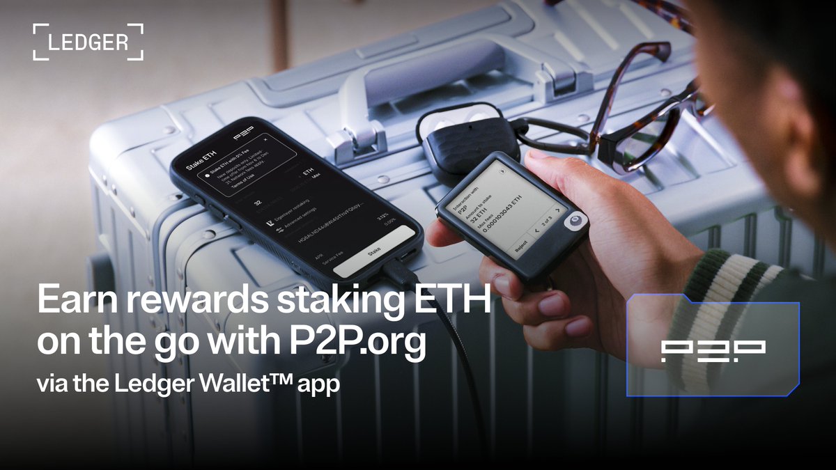 Put your crypto to work securely by staking ETH via Ledger Wallet™ with  Pectra-ready @P2Pvalidator! Take advantage of institutional-grade  validators securing >$10B across 40+ networks. - Auto-compounding - Easy  top-ups - 0%