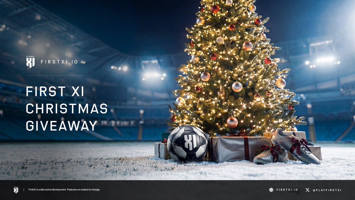 PlayFirstXI's tweet photo. 🎄 FIRST XI CHRISTMAS GIVEAWAY 🎄

We’re giving back to the community this holiday season.

Up to $200 to be won, paid out before 12/25.

How to enter:
⚽ Create an FXI account
⚽ Complete the starter missions
⚽ Follow @PlayFirstXI on X
⚽ Like, repost & comment
⚽ Include your FXI referral link or referral number

💰 $200 Prize Pool / 4 Winners 

⏰ Ends 12/24

🎁 Winners announced & paid before 12/25