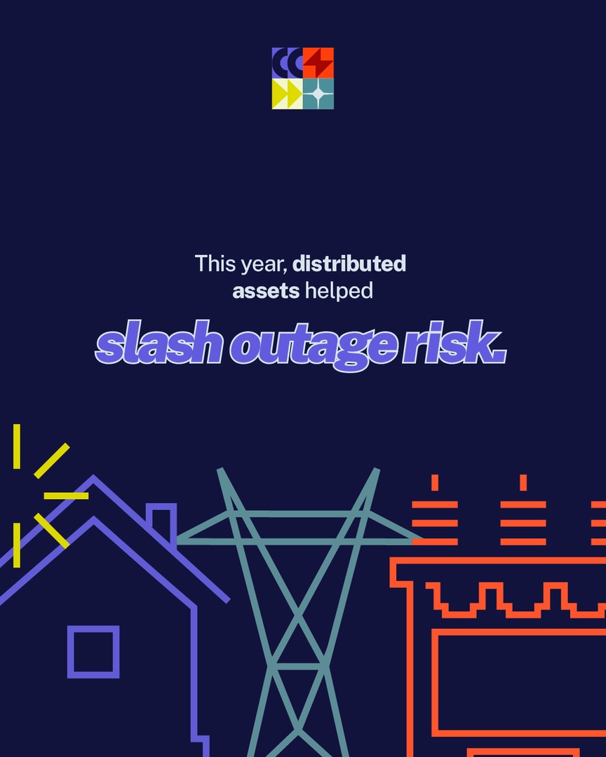 CommonChargeOrg's tweet photo. It’s that time of year again…The Grid Wrapped. Spoiler: distributed assets absolutely carried 2025. They cut outage risk, kept homes powered, and saved families real money—all while building a fairer, smarter energy system. https://t.co/ROBpdq1rVX