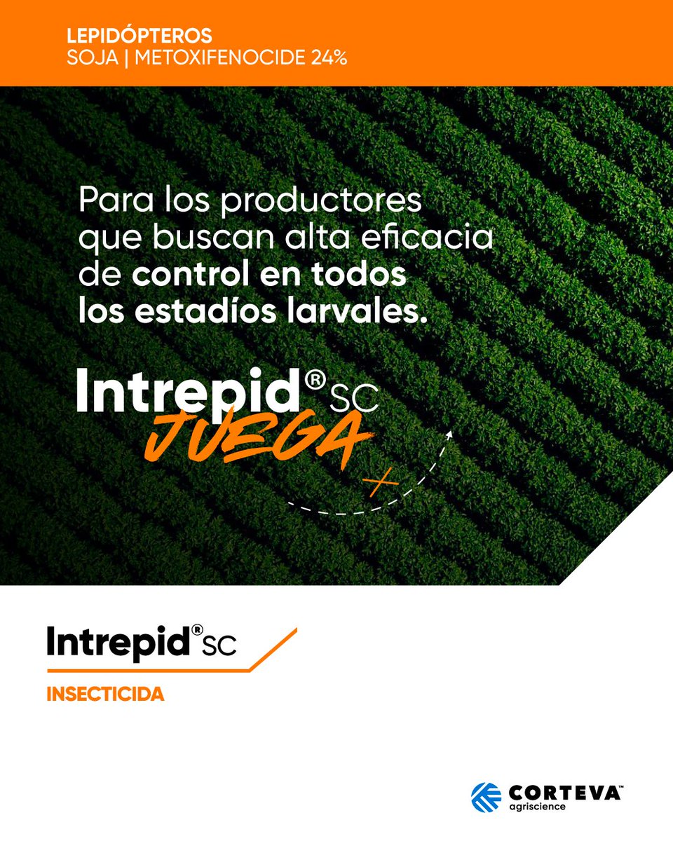 Intrepid® SC te brinda el máximo control de plagas, en cualquiera de sus estadíos larvales. Si buscás un insecticida que juegue para vos y para tu campo, elegí Intrepid ® SC ✅
