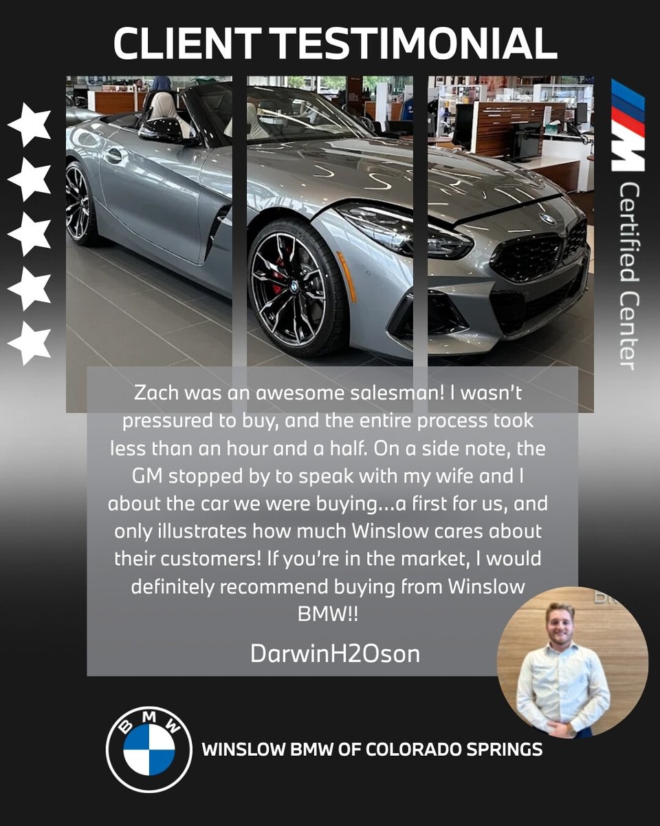 winslowbmw's tweet photo. Your trust drives us. 
We appreciate your 5-star feedback and look forward to servicing your BMW again soon.
Visit us online today ↗️ https://t.co/Xt9UZp6XVm
#BMWService #WinslowBMW #PrecisionService #BMWRepairs #BMWColorado #FiveStarReview https://t.co/ORPzgzieni
