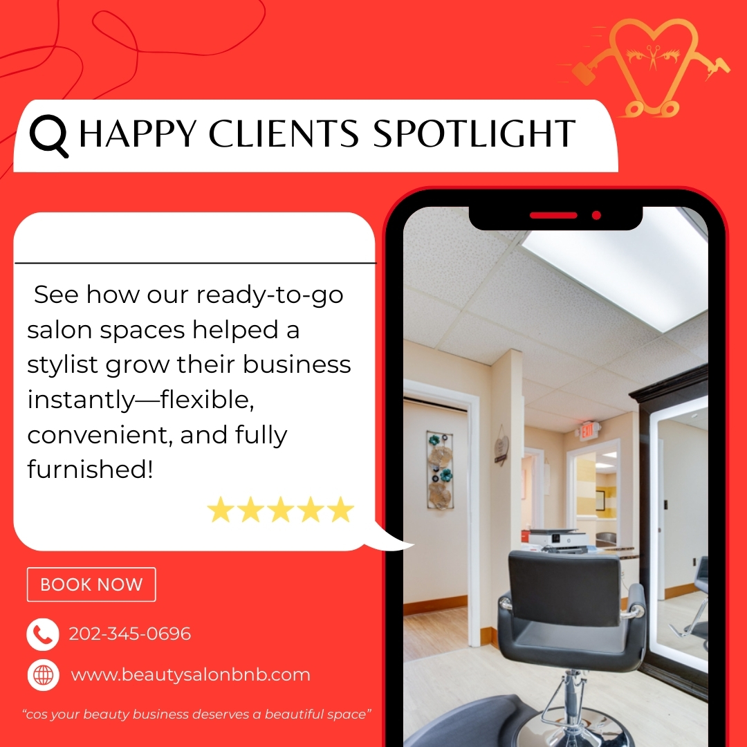 Beauty_salonbnb's tweet image. ⭐️ Discover how renting our fully furnished salon spaces transformed one stylist's business overnight—flexible terms, instant setup, and total convenience! #SalonRental #FlexibleSpaces #ReadyToUse #SalonLife #BeautyBusiness #Entrepreneurship #WorkFlexibility