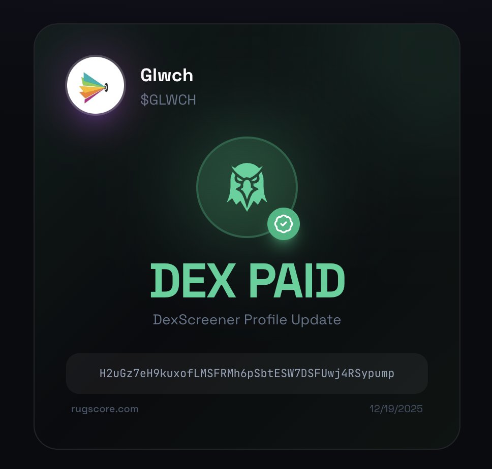 RugScoreSol's tweet photo. @Glwch_token Dex is paid! confirmed by rugscore https://t.co/OSgotPz5tq