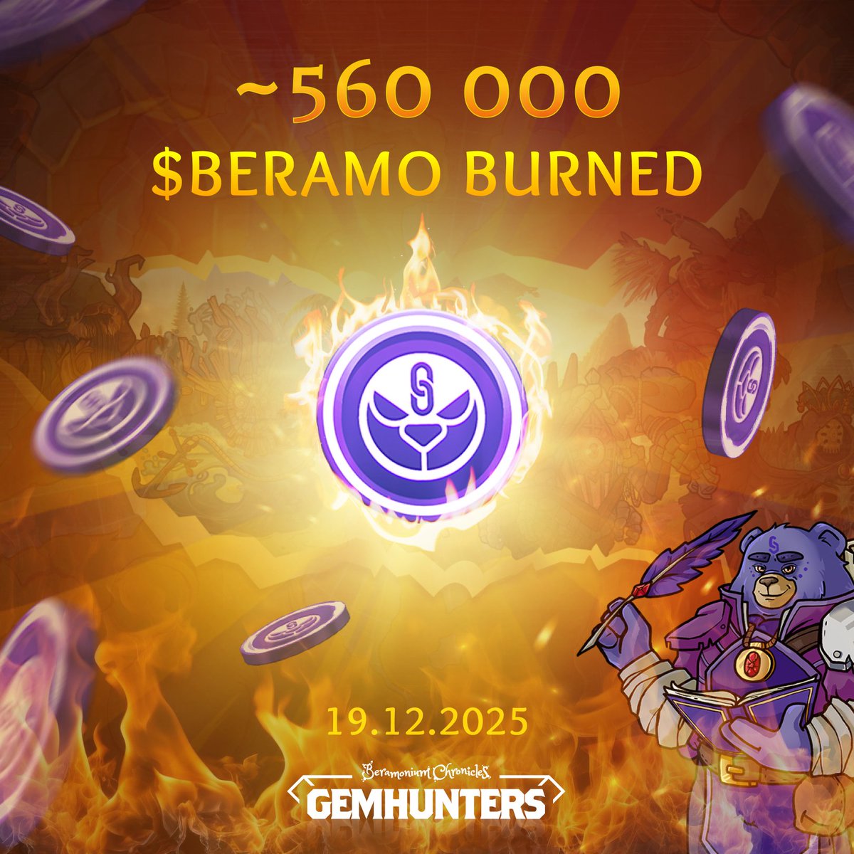 Beramonium's tweet photo. $BERAMO burns daily update 🔥

Gemhunters burned ~560 000 $BERAMO in the last 24 hours 🐻 🧙‍♂️ https://t.co/6mOOGVAbjm