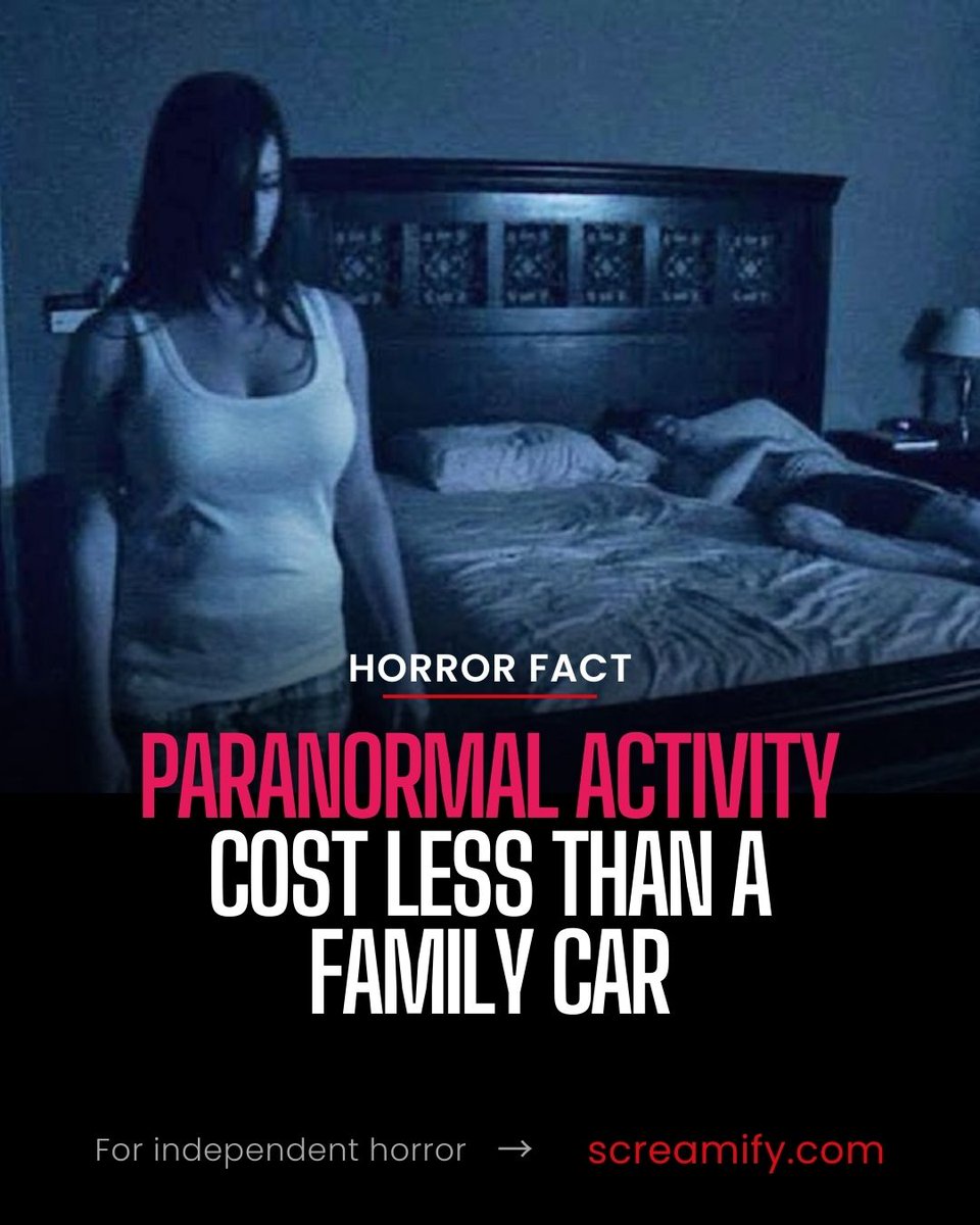 screamifyapp's tweet image. Paranormal Activity (2007) was made for around $15,000 and went on to earn over $190 million worldwide, redefining microbudget horror success. Comment horror to sign up for Screamify. #ParanormalActivity #Microbudget #FoundFootage #HorrorFacts #Horror #Screamify #Spooky